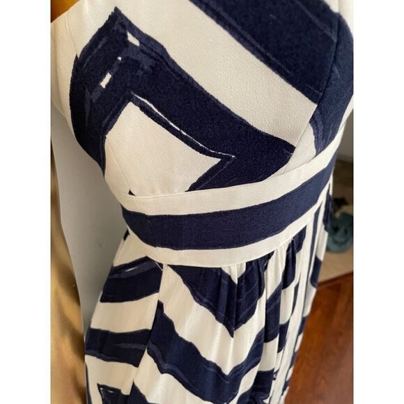 Vineyard Vines Diamond Print Maxi Dress Blue Strapless Elegant Lined Size 0 Reso - Picture 8 of 9